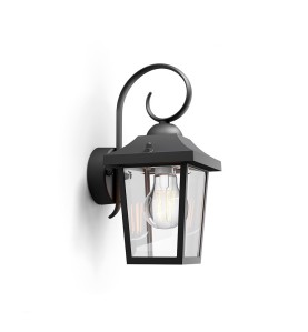 Aplique exterior buzzard e27 60 w sin bombilla, color negro, luz hacia abajo