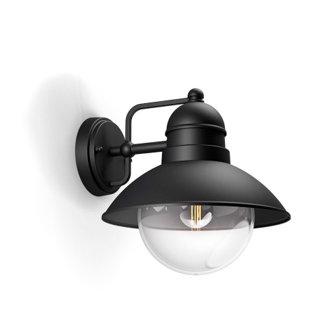 Aplique exterior hoverfly e27 60 w sin bombilla, color negro, luz hacia abajo