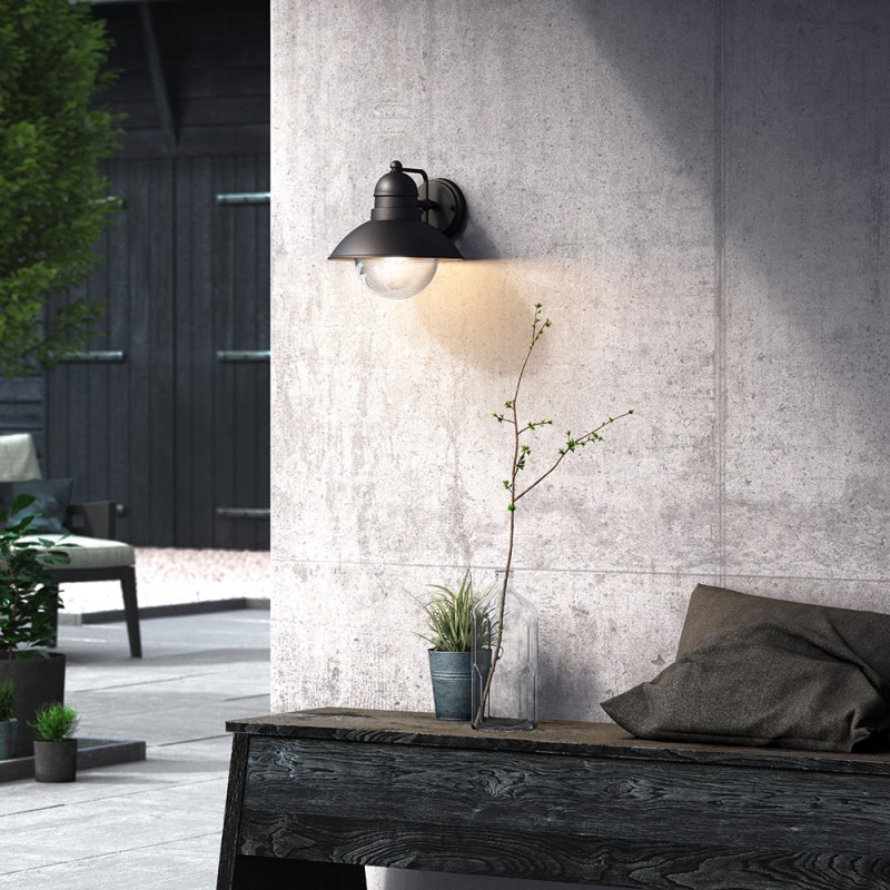Aplique exterior hoverfly e27 60 w sin bombilla, color negro, luz hacia abajo