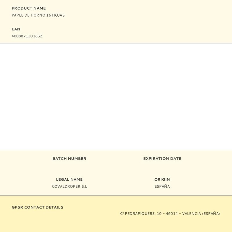 Papel de horno 16 hojas