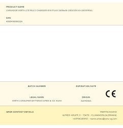 Cargador varta lcd multi charger+sin pilas 1600mah 100/220v 4h universal