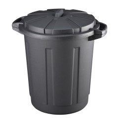 Cubo de basura de comunidad 80 litros color negro con tapa mondex