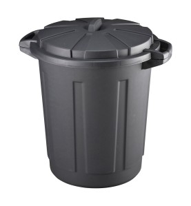 Cubo de basura de comunidad 80 litros color negro con tapa mondex