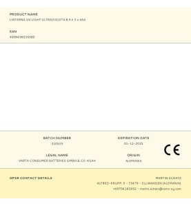 Linterna uv light ultravioleta 8,5 h 3 x aaa