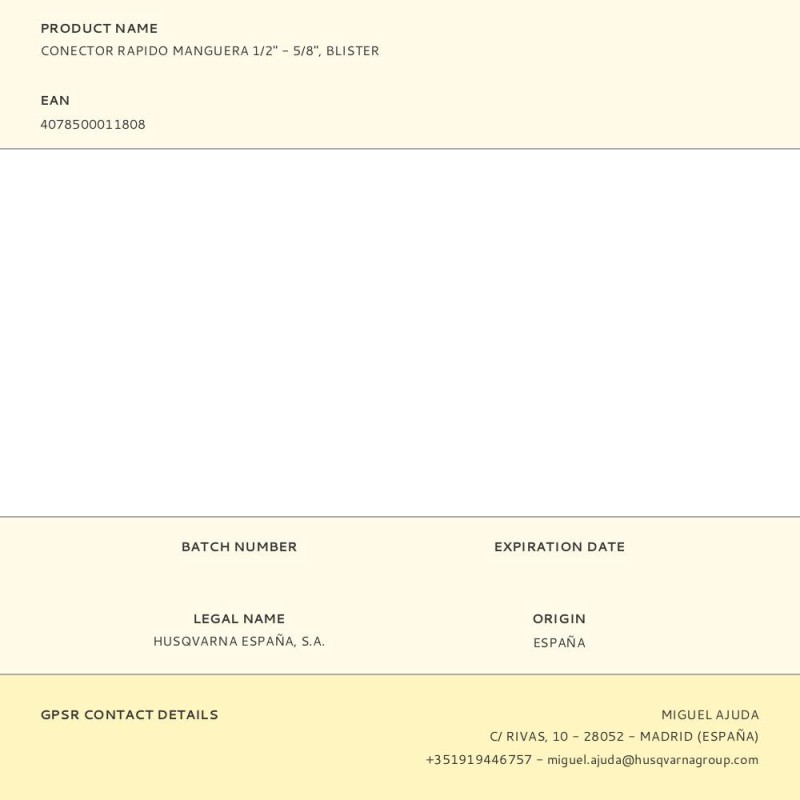 Conector rapido manguera 1/2" - 5/8", blister