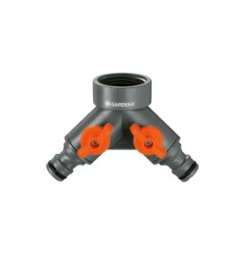Distribuidor doble para grifos de 1/2", 3/4" y 1", blister