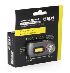 Linterna frontal 2 leds 3w 100lm, 5w 400lm.recargable