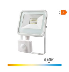 Foco proyector led con sensor de presencia 20 w 1520 lm 6400 k luz fria 12,4 x 4,5 x 15,8 cm