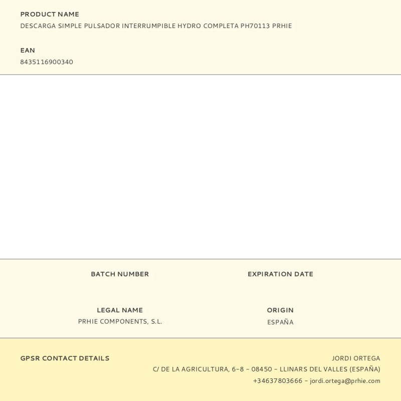 Descarga simple pulsador interrumpible hydro completa ph70113 prhie