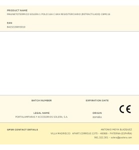 Magnetotermico solera 1 polo 16a c 6ka resid/terciario (retractilado) cbm116