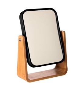 Espejo de baño con pie de bambu-negro colección 'natureo'