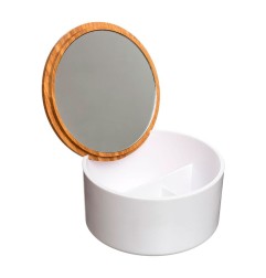 Caja almacenamiento con espejo baño bambu-blanco colección 'natureo'
