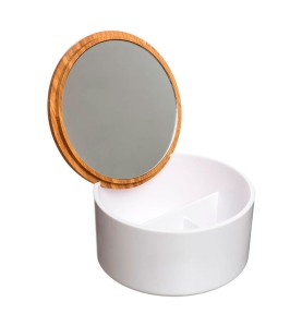 Caja almacenamiento con espejo baño bambu-blanco colección 'natureo'