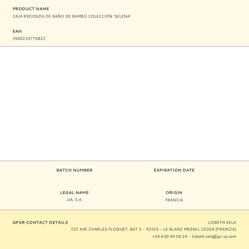 Caja redonda de baño de bambú colección 'selena'