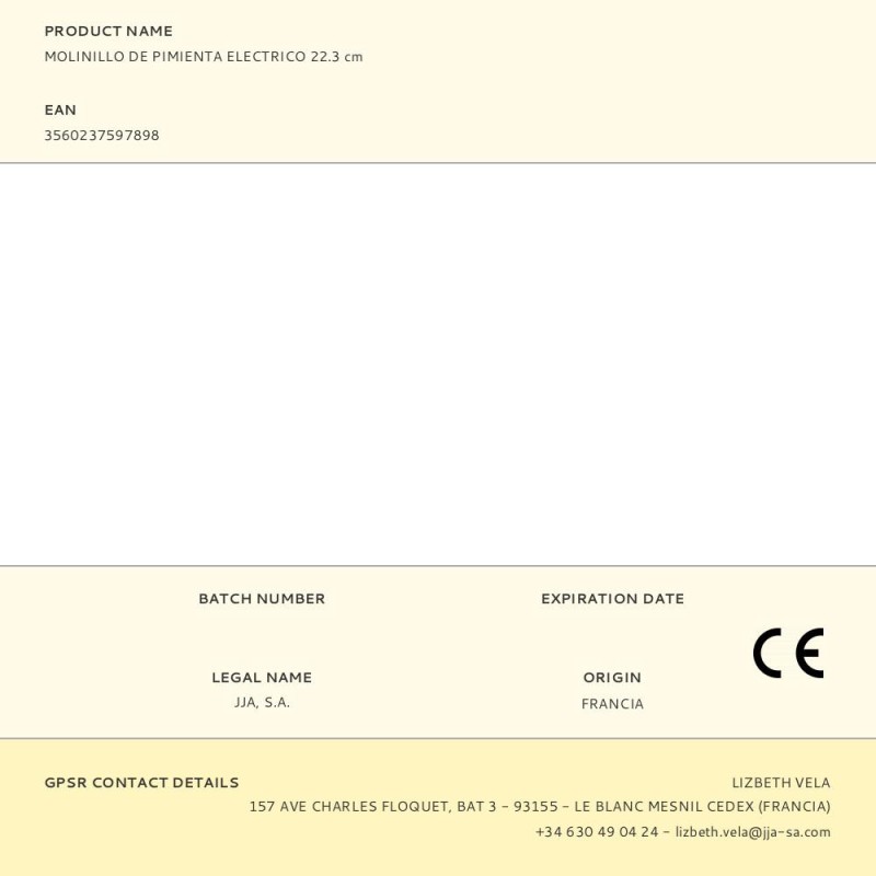 Molinillo de pimienta electrico 22.3 cm