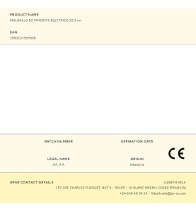 Molinillo de pimienta electrico 22.3 cm