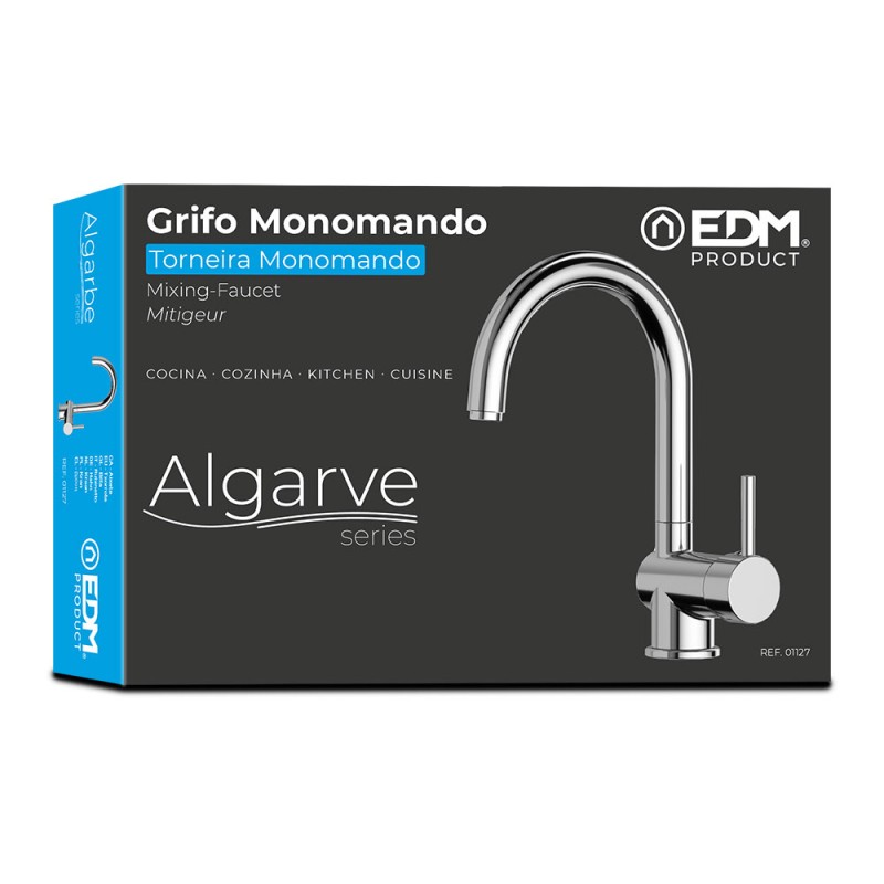 Grifo monomando de cocina caño alto serie algarve