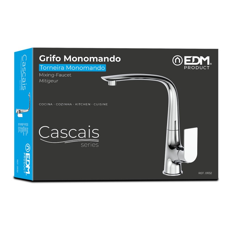Grifo monomando de cocina caño alto serie cascais