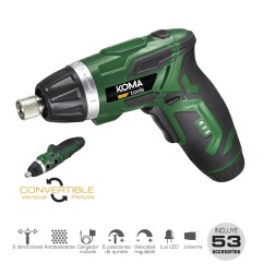 Atornillador a bateria reversible, 3,6v litio-ion 1300 mah, con 53 accesorios, 175 x 148 mm