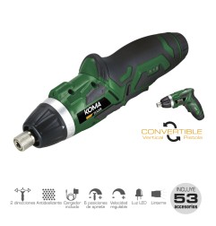 Atornillador a bateria reversible, 3,6v litio-ion 1300 mah, con 53 accesorios, 175 x 148 mm