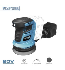 Lijadora excentrica 20 v brushless (sin batería ni cargador) 13 x 30 x 15 cm
