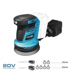 Lijadora excentrica 20 v brushless (sin batería ni cargador) 13 x 30 x 15 cm