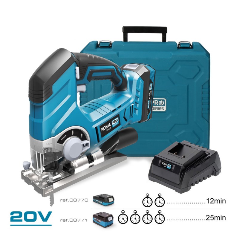 Kit sierra de calar 20 v con 1 bateria 2.0a y cargador 08772. 23 x 21,5 cm