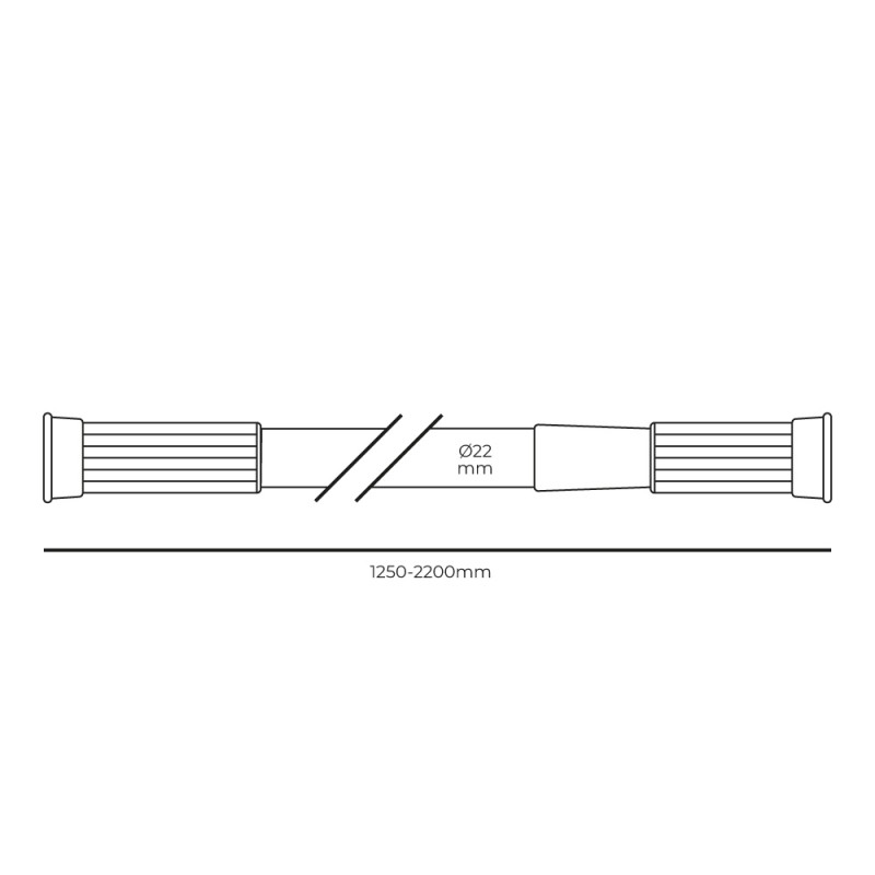 Barra de cortina blanca 125 - 220 cm