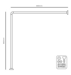 Barra de cortina curva blanca 80 x 80 cm
