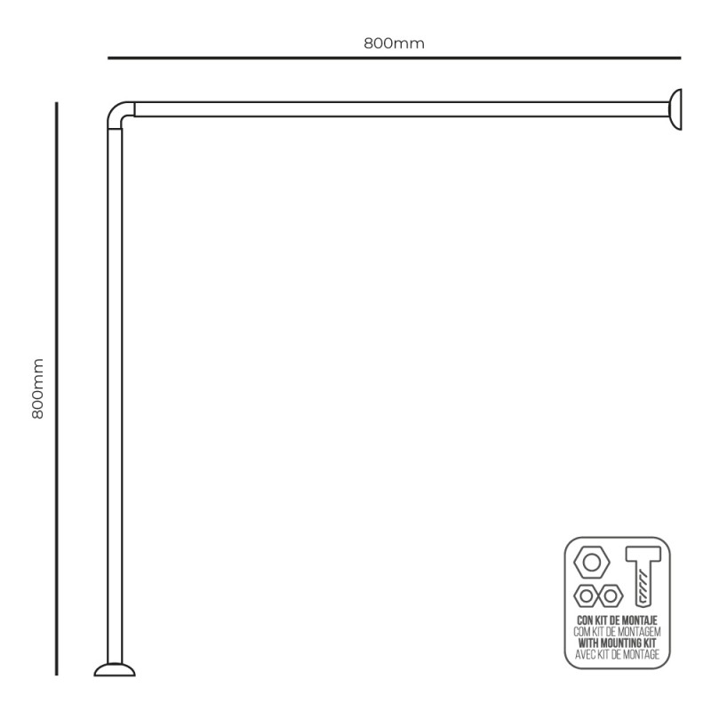 Barra de cortina curva blanca 80 x 80 cm