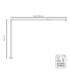 Barra de cortina curva blanca 70 x 100 a 175 cm