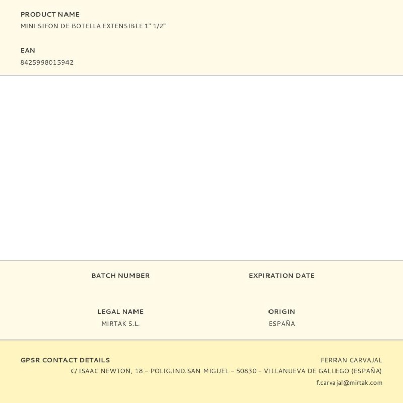 Mini sifon de botella extensible 1" 1/2"