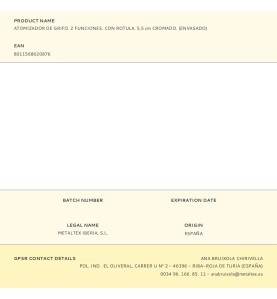 Atomizador de grifo. 2 funciones. con rotula. 5,5 cm cromado. (envasado)