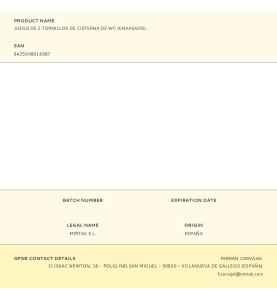 Juego de 2 tornillos de cisterna de wc (envasado)