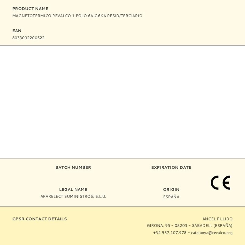 Magnetotermico revalco 1 polo 6a c 6ka resid/terciario
