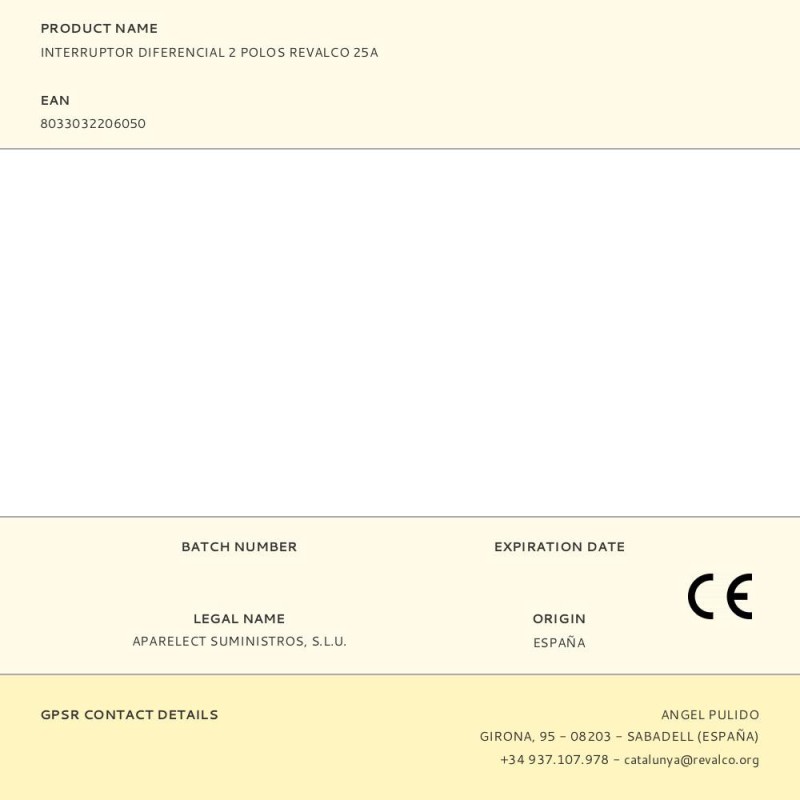 Interruptor diferencial 2 polos revalco 25a