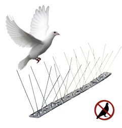 Varilla disuasoria para aves, anti palomas, acero inoxidable 100 x 2,5 x 11 cm