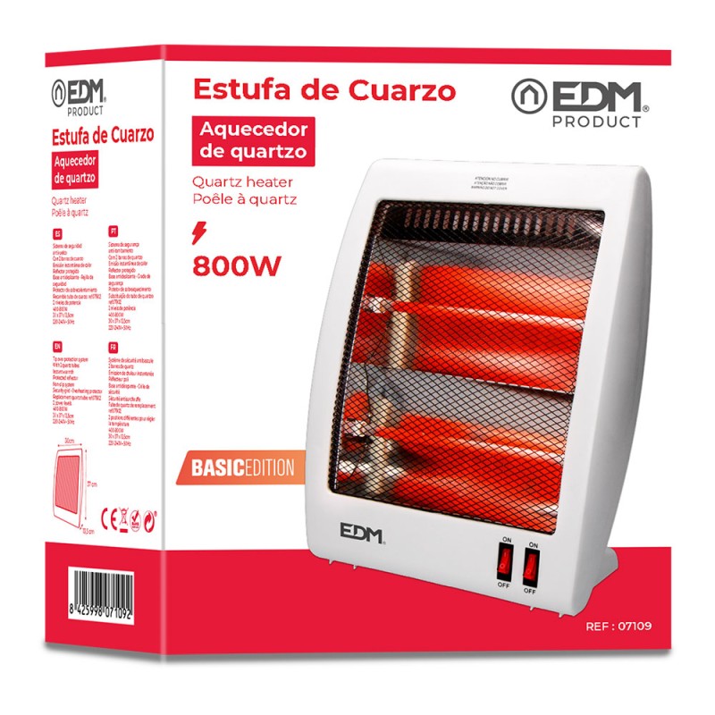 Estufa de cuarzo 400 / 800 w modelo plano anti - vuelco