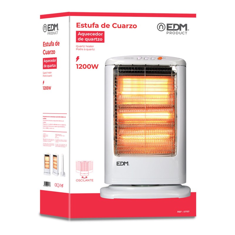 Estufa de cuarzo oscilante 400 / 800 / 1200 w modelo económico anti-vuelco
