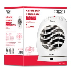 Calefactor compacto oscilante 1000 - 2000 w blanco