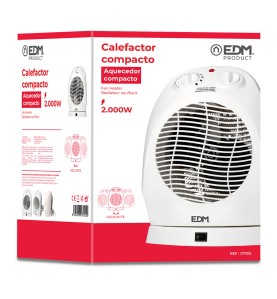 Calefactor compacto oscilante 1000 - 2000 w blanco