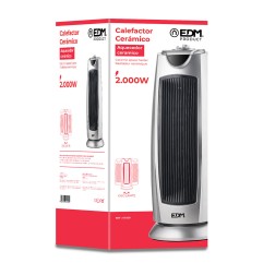 Calefactor de torre cerámico oscilante modelo silver 1000 - 2000 w