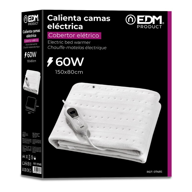 Calienta camas eléctrico 60 w 150 x 80 cm