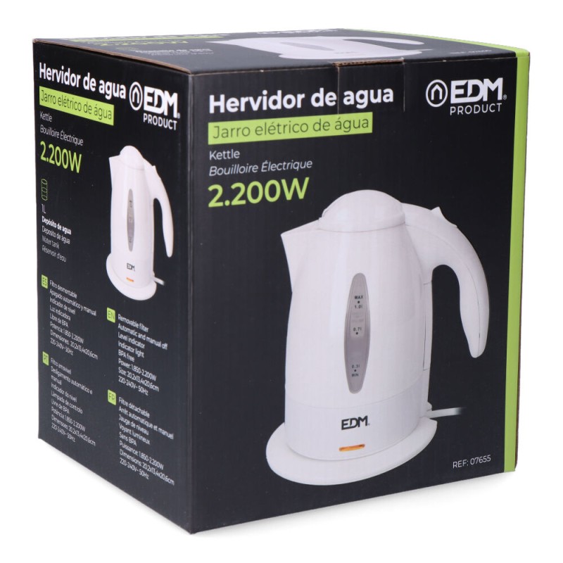 Hervidor de agua electrico "kettle" 2200 w 1 l