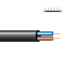 Manguera tubular h03vv-f 2 x 0,50 mm², negra euro/m