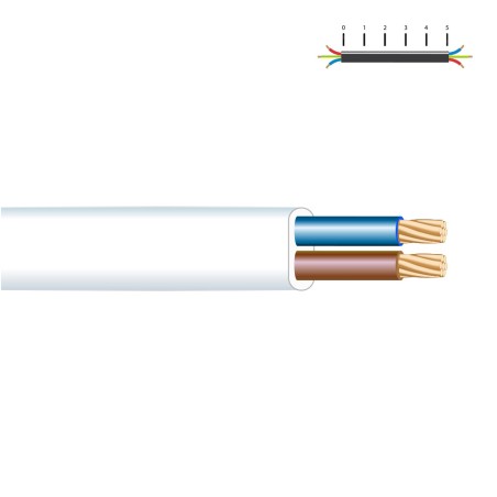 Manguera plana h03vv-f 2 x 0,75 mm² blanca euro/m