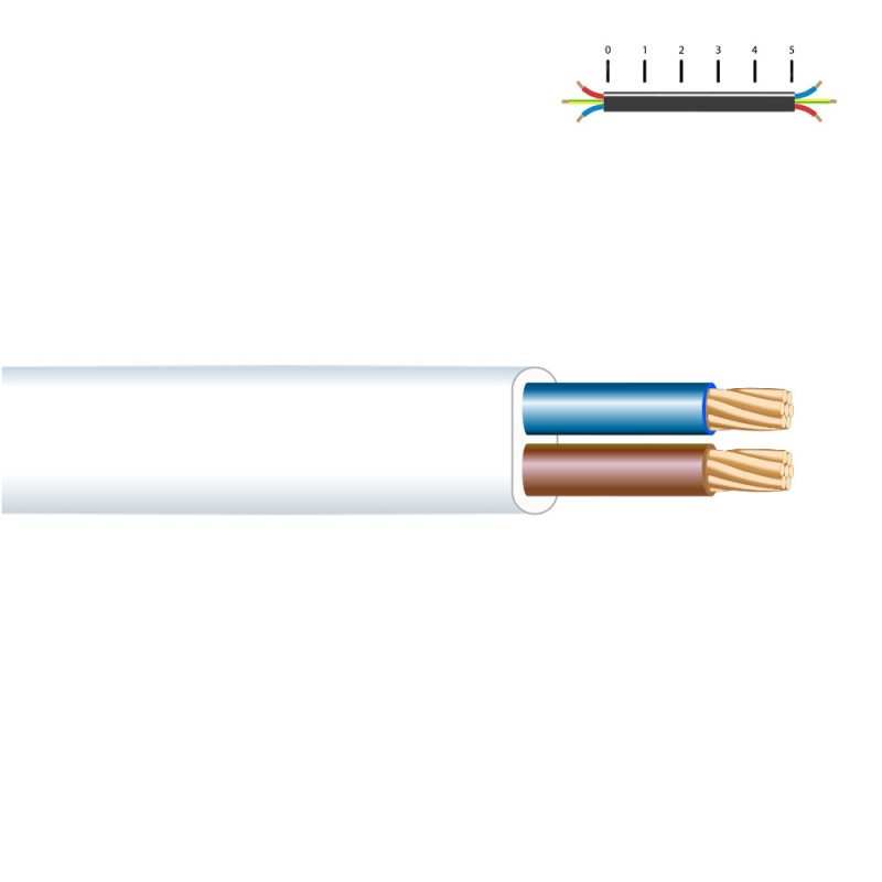 Manguera plana 2 x 1,50 mm² blanca euro/m