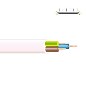 Manguera tubular h05vv-f 3 g 1,00 mm², blanca euro/m