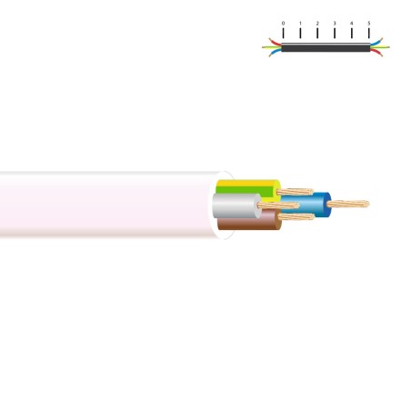 Manguera tubular h05vv-f 4 g 2,50 mm², blanca euro/m