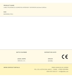 Cable telefonico acometida interior y exterior 2x0,6mm euro/m